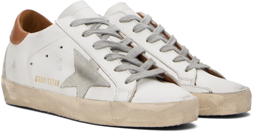 Эксклюзивные белые и коричневые кроссовки Super-Star от SSENSE Golden Goose — фото 4