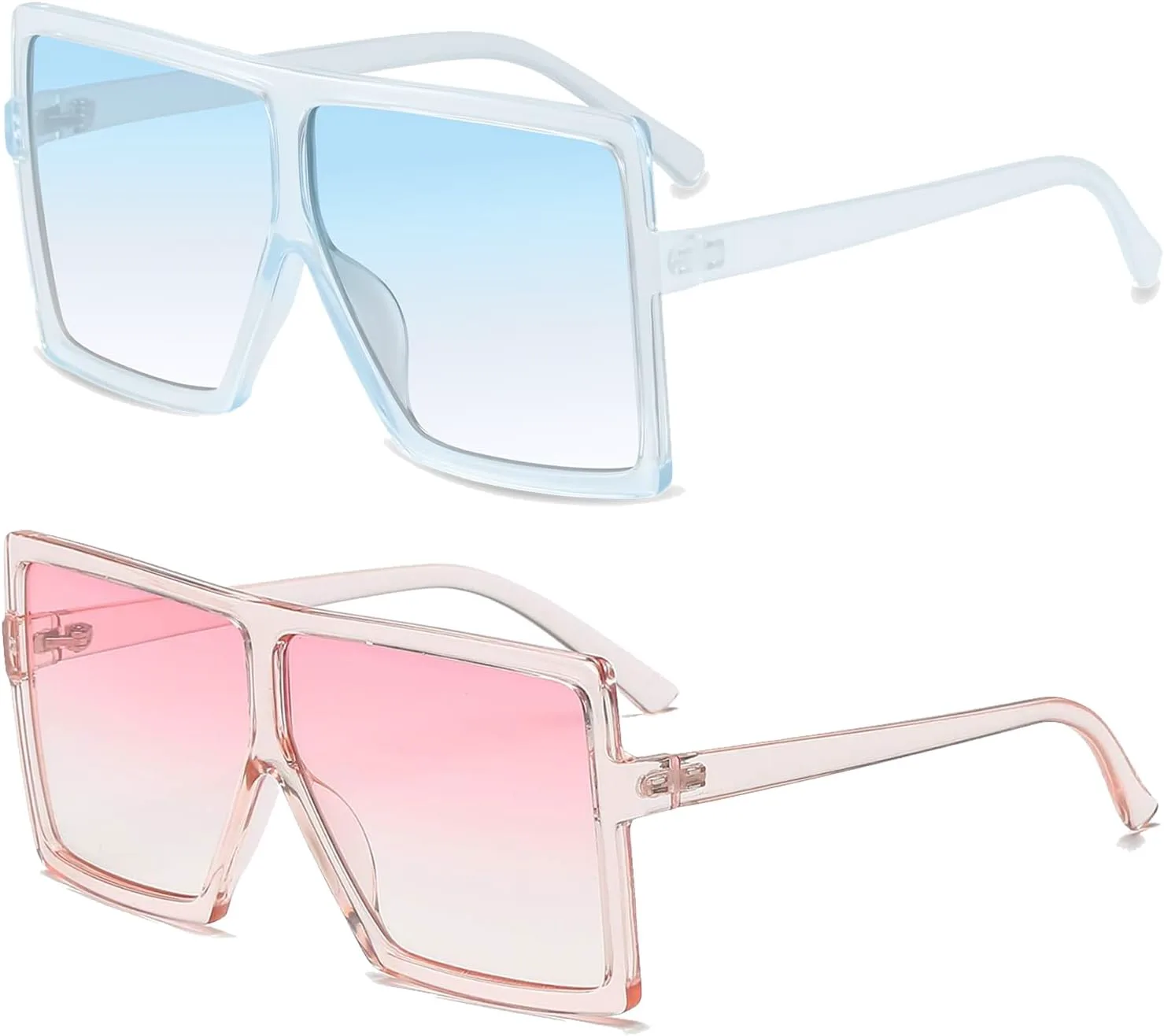 

Квадратные солнцезащитные очки GRFISIA увеличенного размера для женщин и мужчин, с плоской верхней частью, модные солнцезащитные очки, 2 Clear/Blue+clear/Pink