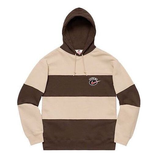 

Толстовка x nike stripe hooded sweatshirt 'brown tan' Supreme, коричневый