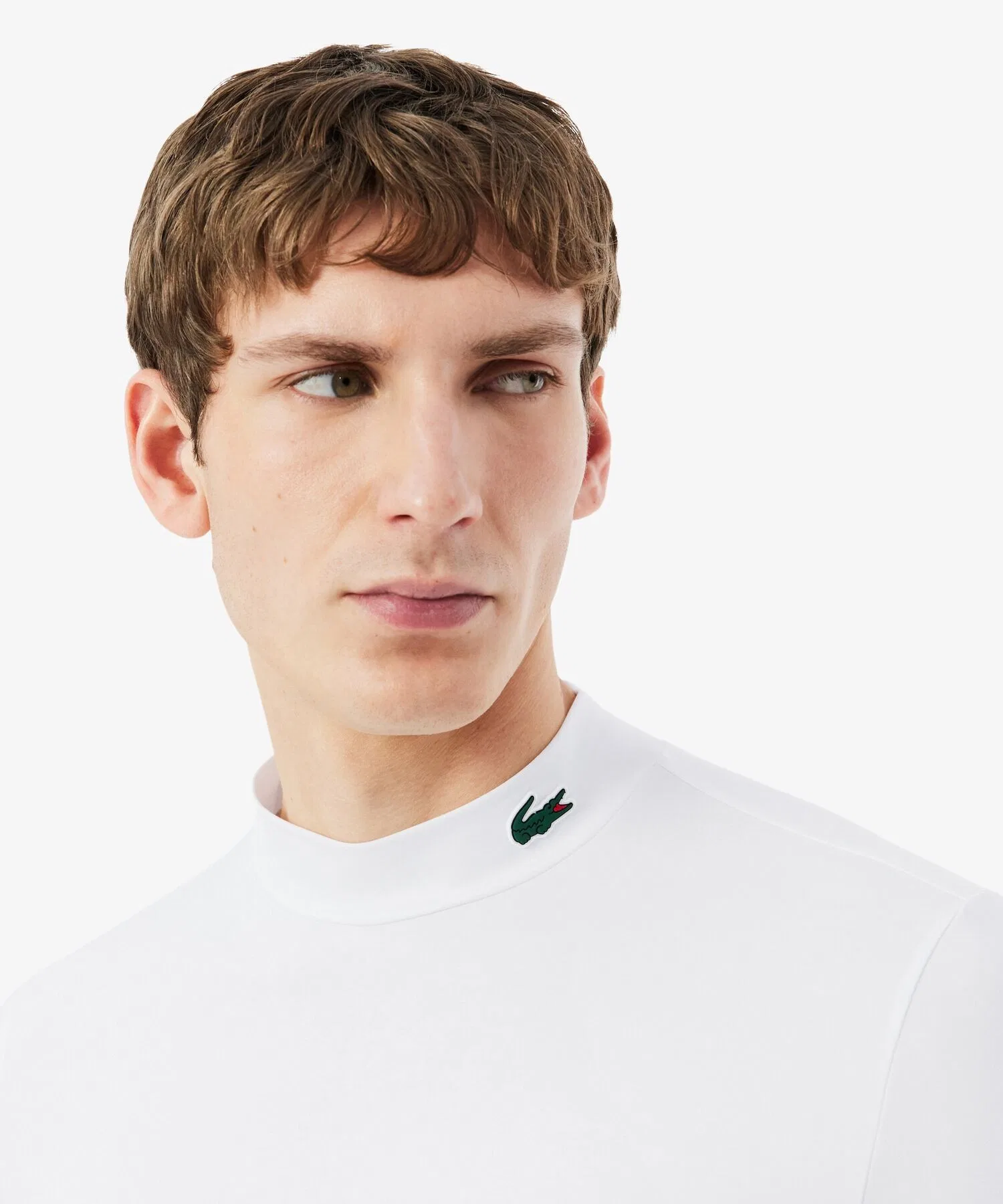 Футболка Lacoste Мужская с длинным рукавом и воротником-стойкой, влагоотводящая, UPF50 — фото 2