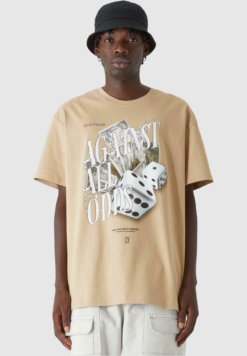 

Футболка с принтом Against All V.2 Lost Youth, цвет unionbeige