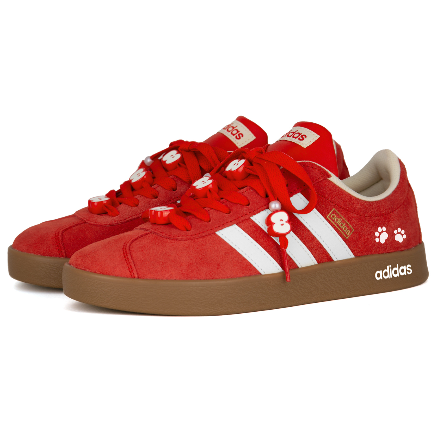 Adidas VL Court Classic Peaceful Joy - износостойкие низкие скейтбордистские кроссовки унисекс, красные — фото 4