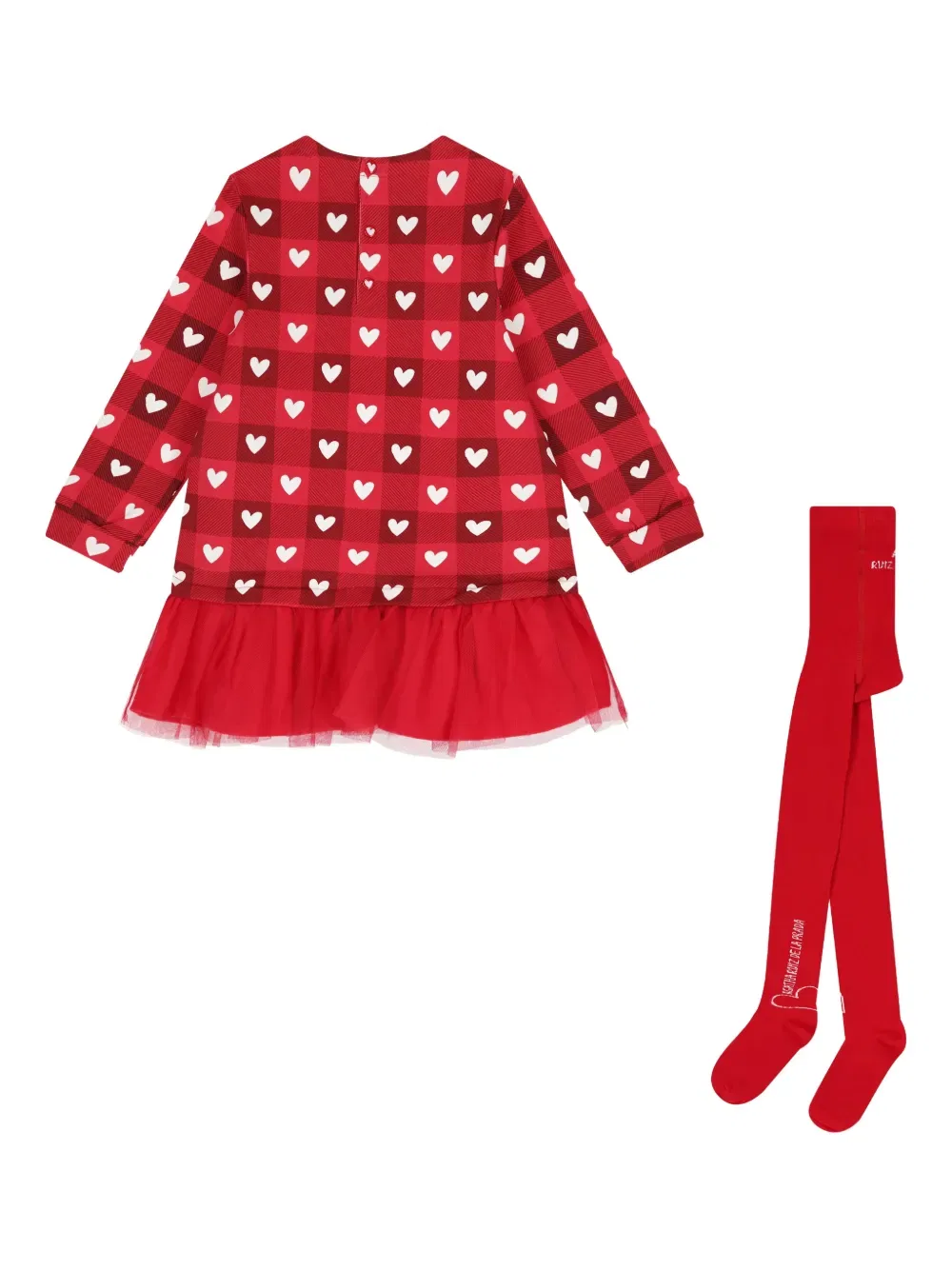 Комплект платья в клетку «сердечки» Agatha Ruiz De La Prada, красный — фото 2