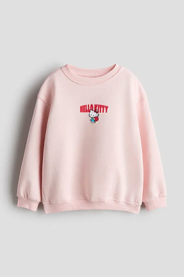 Детские свитшот для девочек с принтом Hello Kitty H&M, Light Pink Hello Kitty