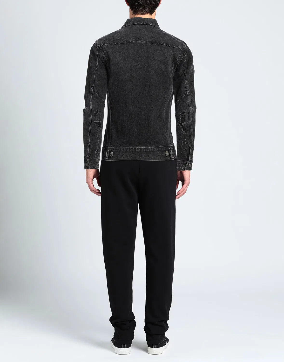 Мужская джинсовая куртка с потертостями Balmain, черный — фото 3