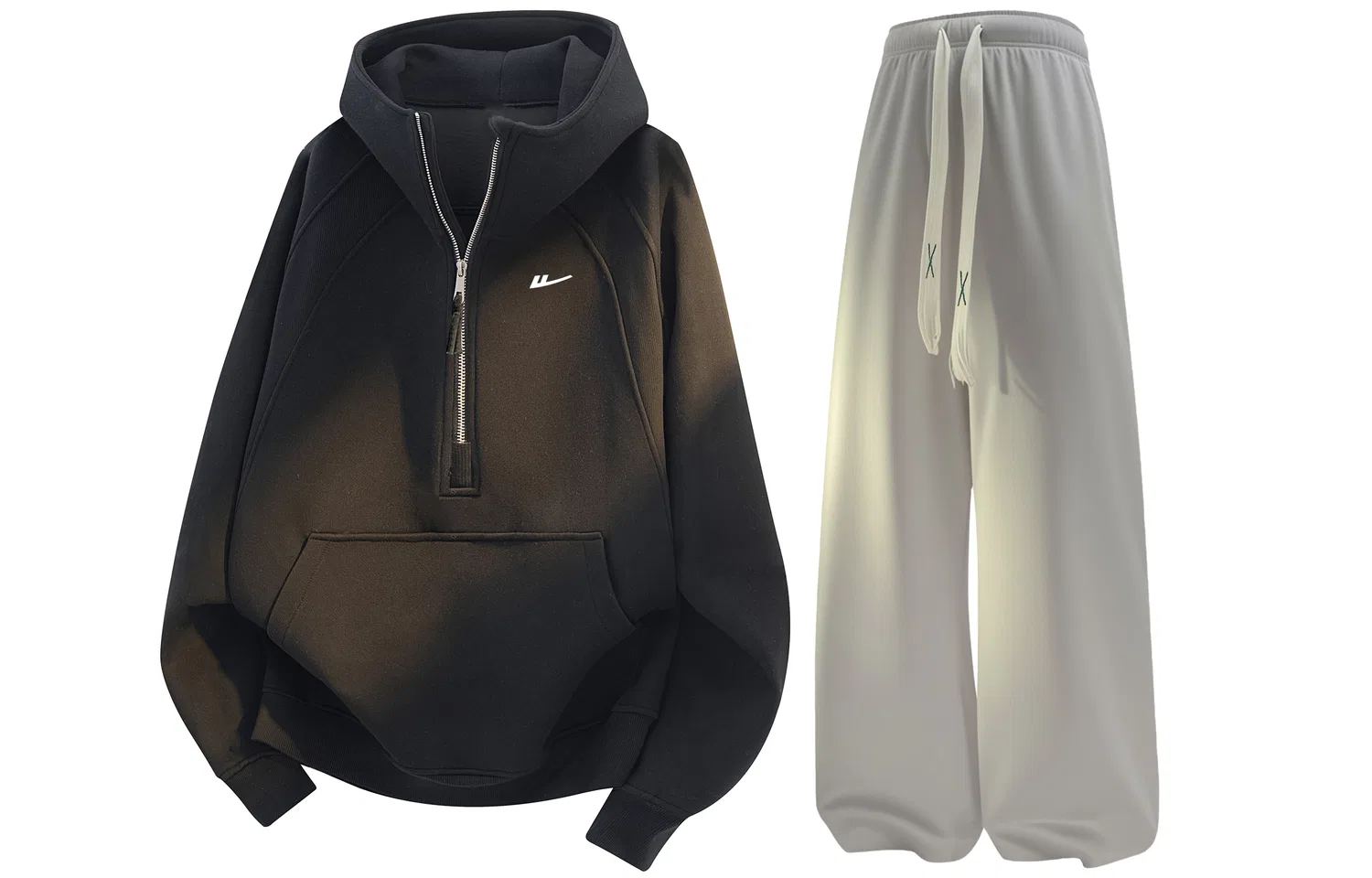 Детский спортивный комплект из свитшота и брюк Black Top + Light Gray Pants WARRIOR