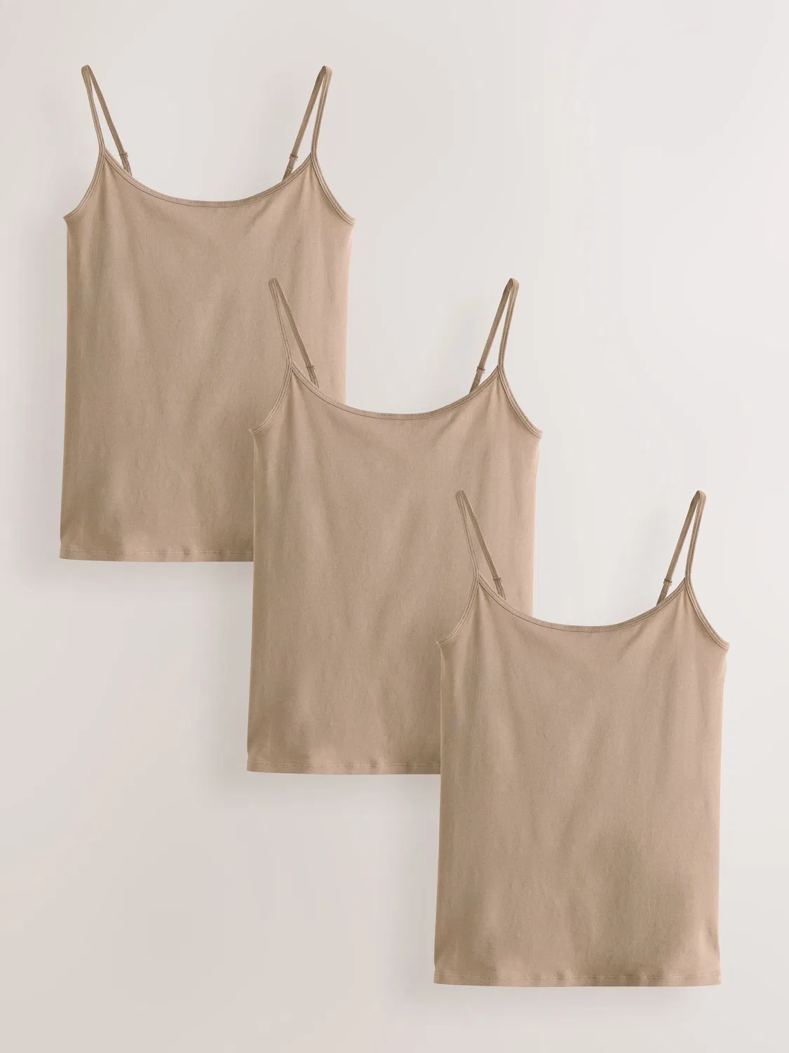 Топ-майка на тонких бретелях, набор 3 шт Next, верблюжий коричневый