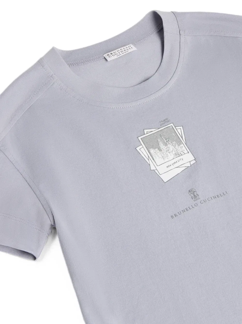 Футболка из джерси с принтом Brunello Cucinelli Kids, фиолетовый — фото 3