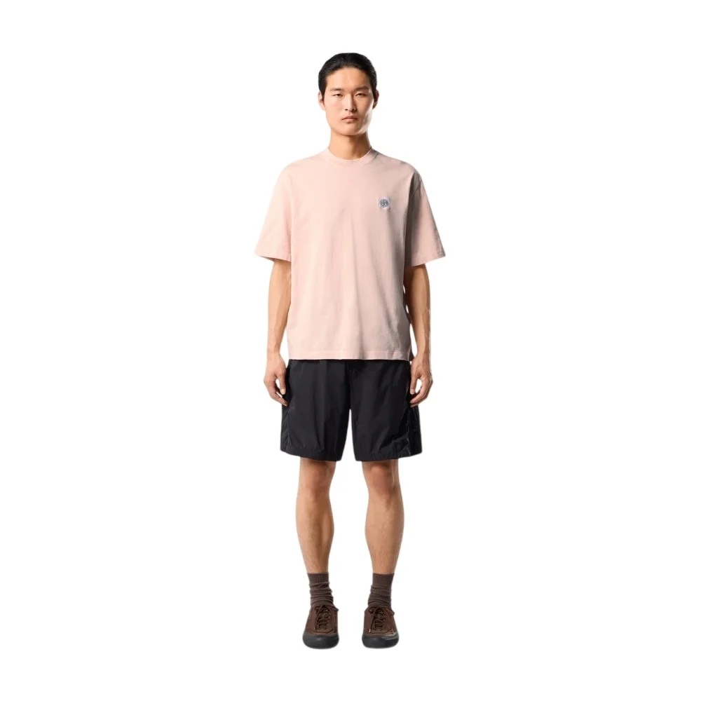 Мужская футболка Stone Island Regular-fit With Compass Patch, пыльно-розовый