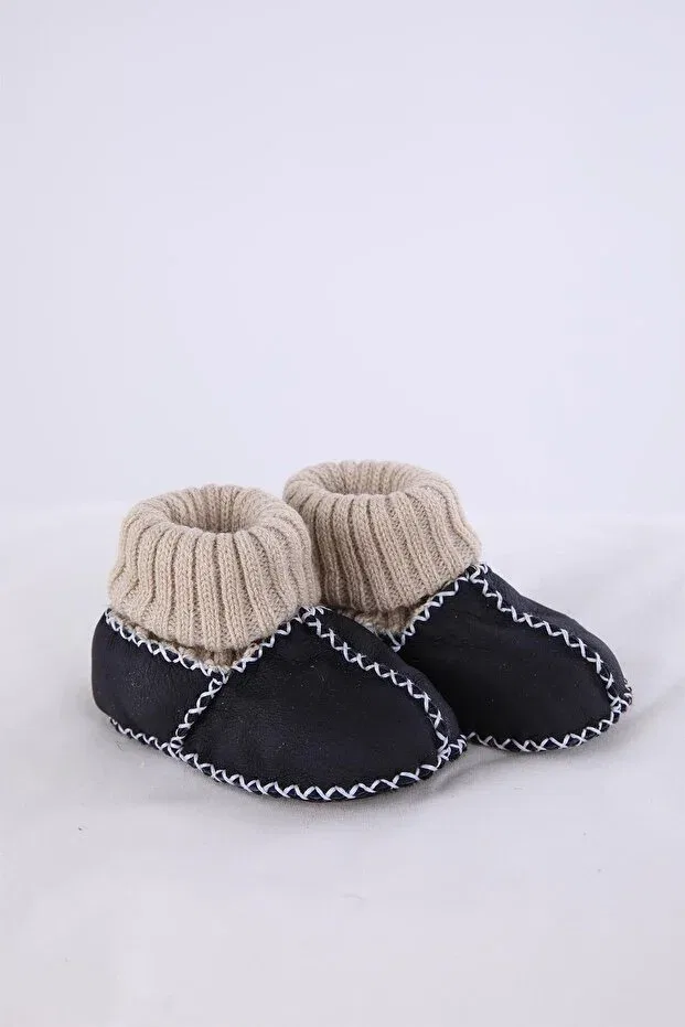 Детские тапочки для девочек кожаные Babyhola, Black
