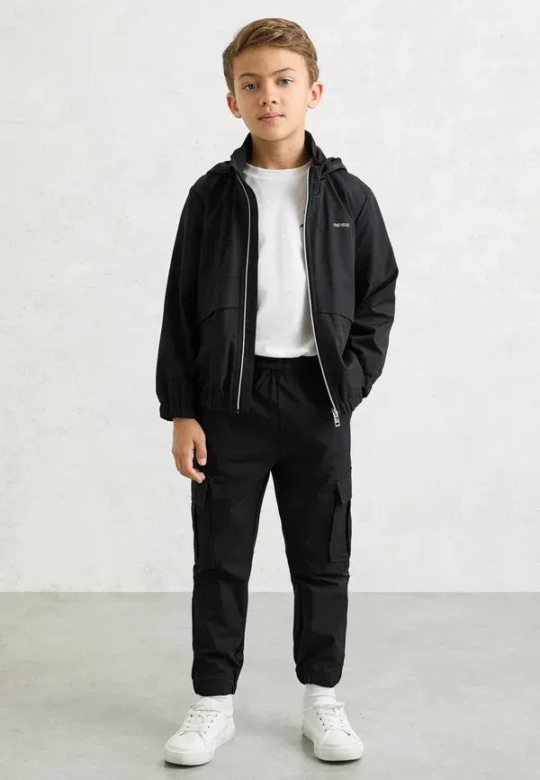 Куртка с капюшоном, водоотталкивающая, Ash zip-through hooded logo jacket, Reiss, темно-синий