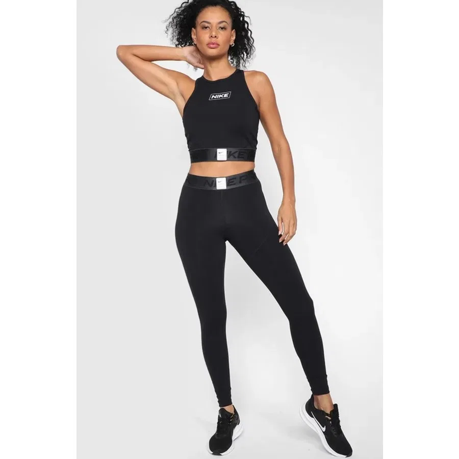 Женские спортивные леггинсы Nike Pro Dri-FIT с высокой талией, Черный — фото 4