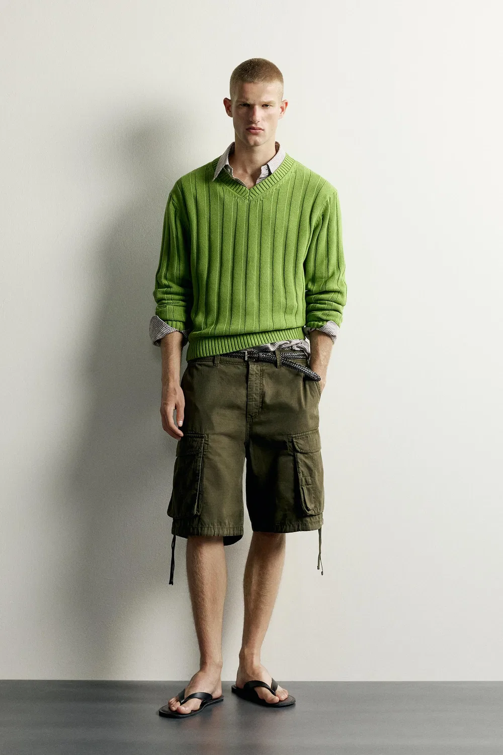 Ребристый свободный крой джемпера ZARA, Green