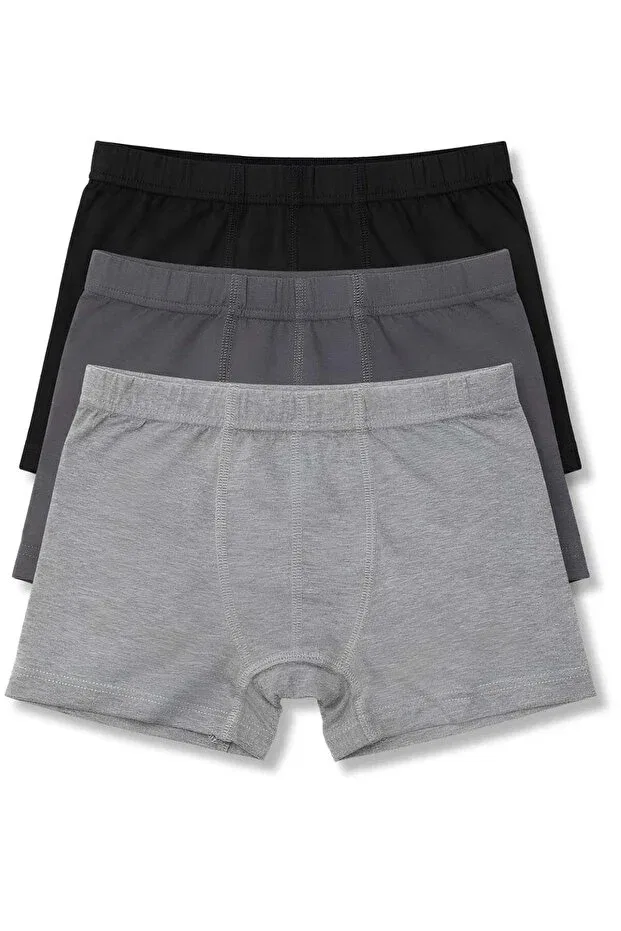 Детские боксеры для мальчиков хлопковые 3-комплект Yildiz, Black-Mudged-Gray