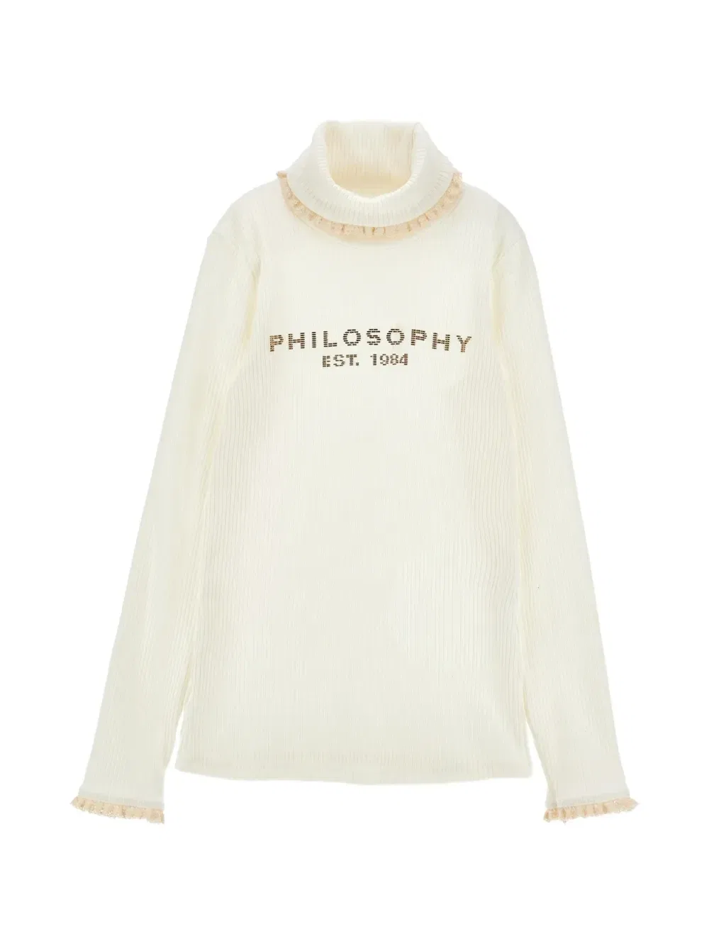 Свитер с кружевом и логотипом Philosophy Di Lorenzo Serafini Kids, белый