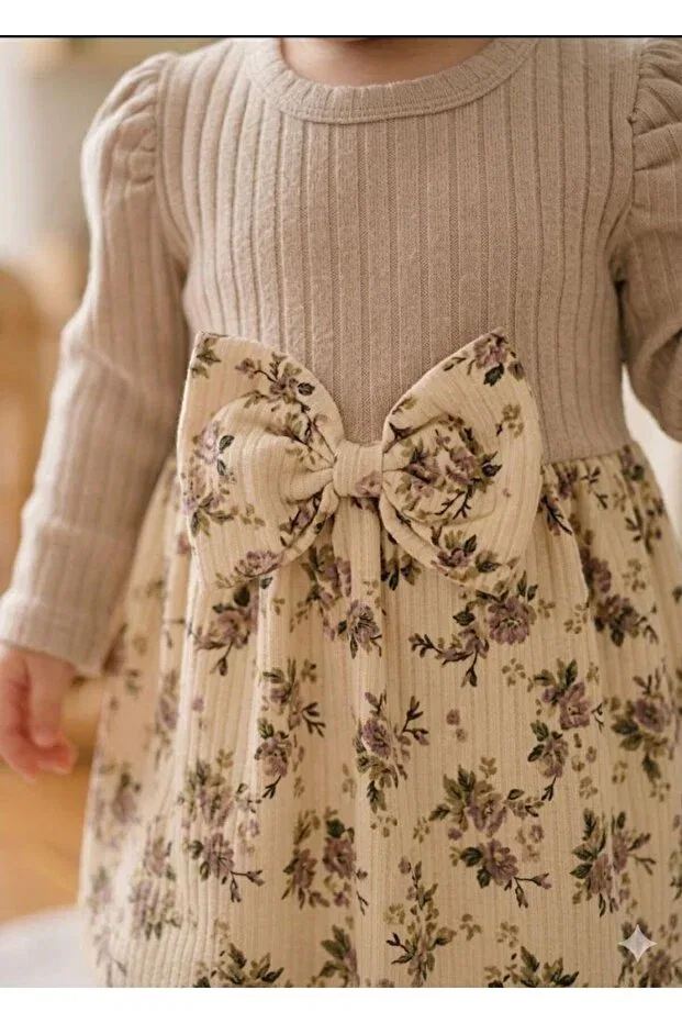 Детское платье для девочек хлопковое Genybaby, Beige — фото 4