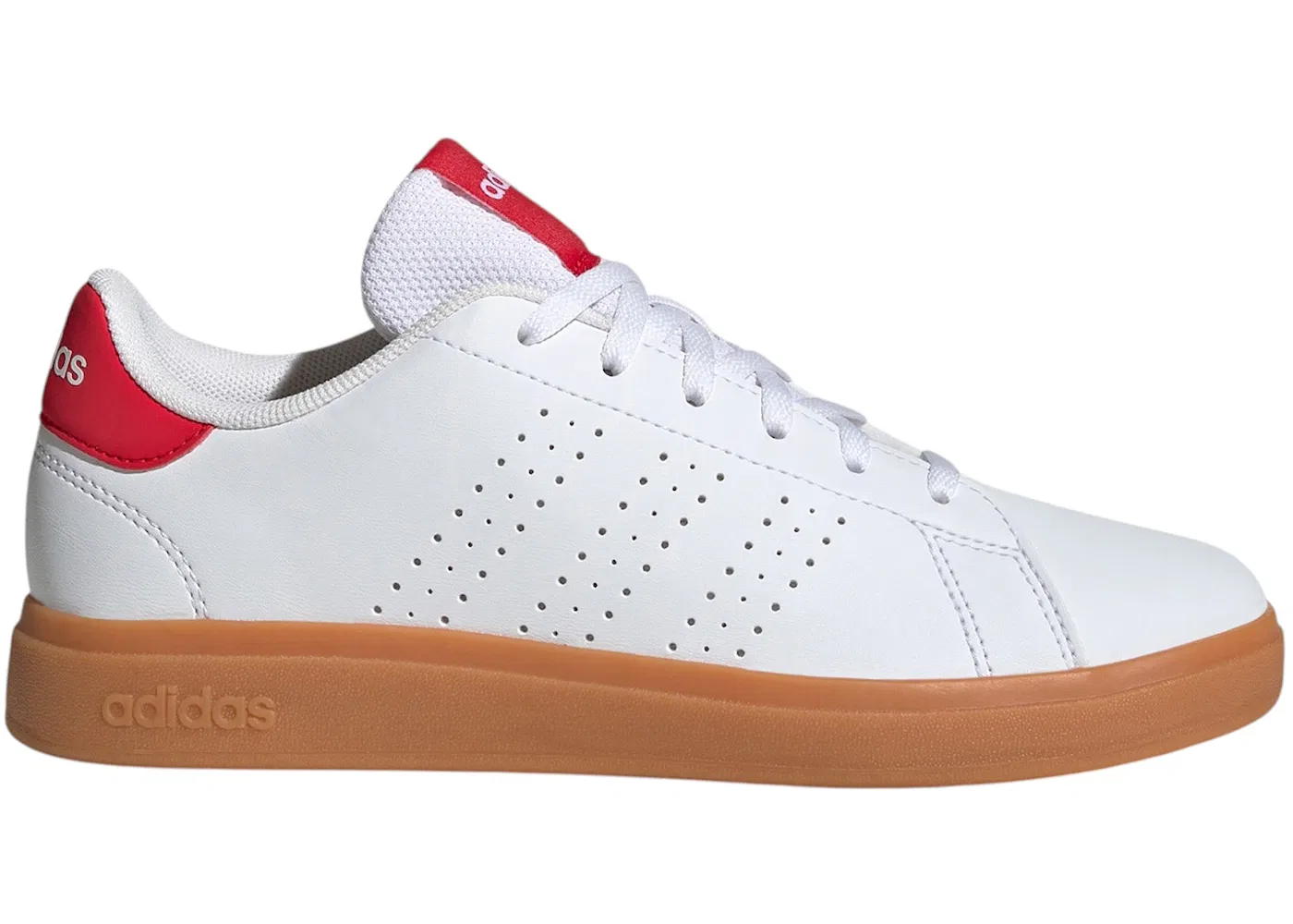 Детские кроссовки для мальчиков с кожаным верхом Adidas Advantage Base 2.0, Cloud White/Pure Ruby/Gum