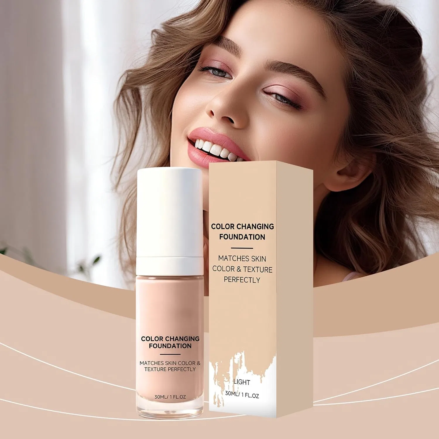 Тональное средство Adjusting Foundation с эффектом увлажнения, без бренда, 1 шт, светло-желтый — фото 3