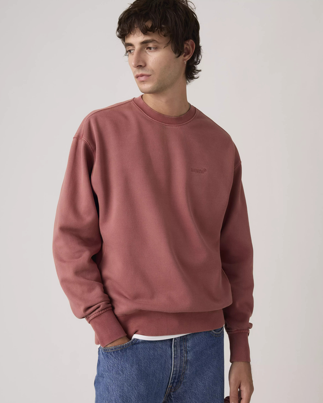 Свитшот Levi's Authentic Crewneck Garment Dye, красный — фото 4