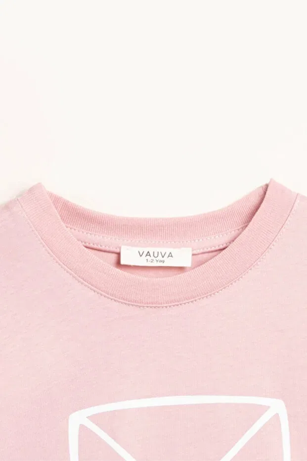 Детская футболка с принтом Oversize t-shirt printed Vauva, Pink — фото 4