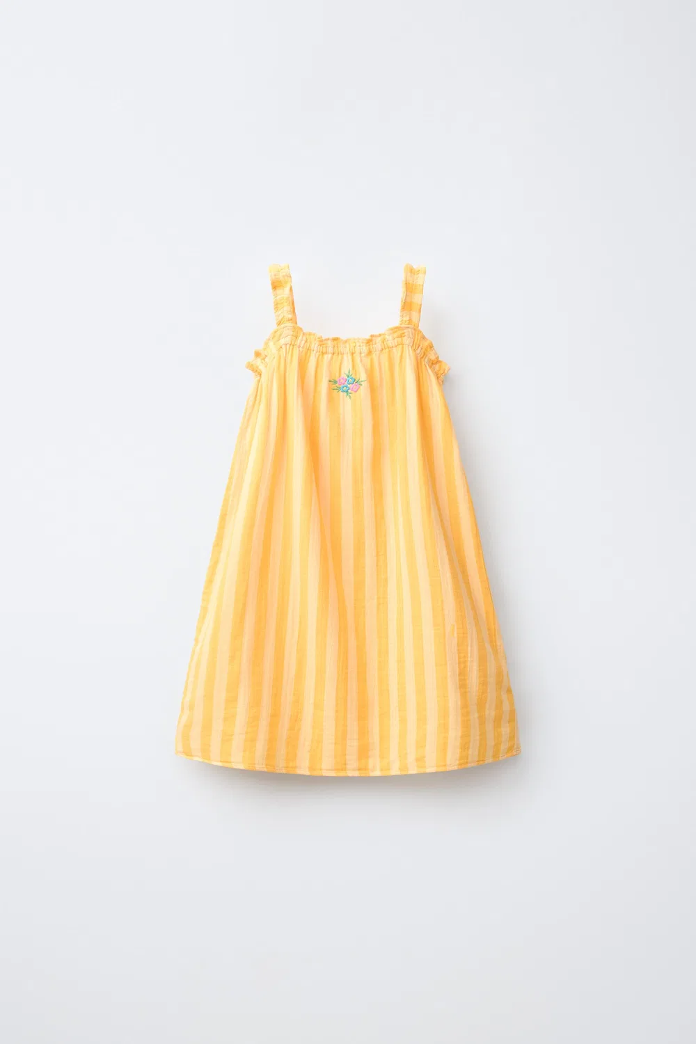 Ночная рубашка в полоску с вышивкой и цветами, 2-6 лет ZARA, Yellow