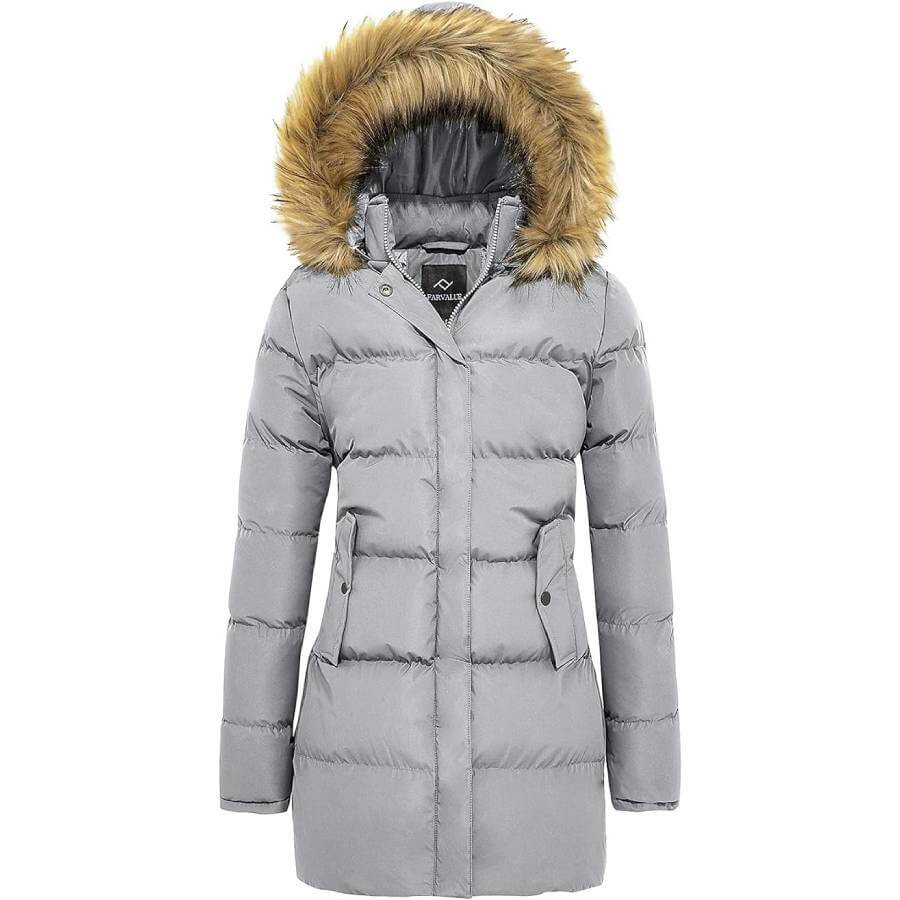 

Куртка Farvalue Women's Winter Coat Thicken Puffer, серый