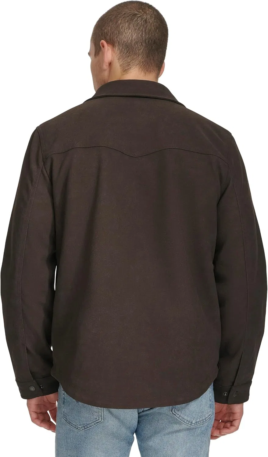 Мужская куртка-рубашка из экокожи Levi's, New Dark Brown Faux Suede — фото 3