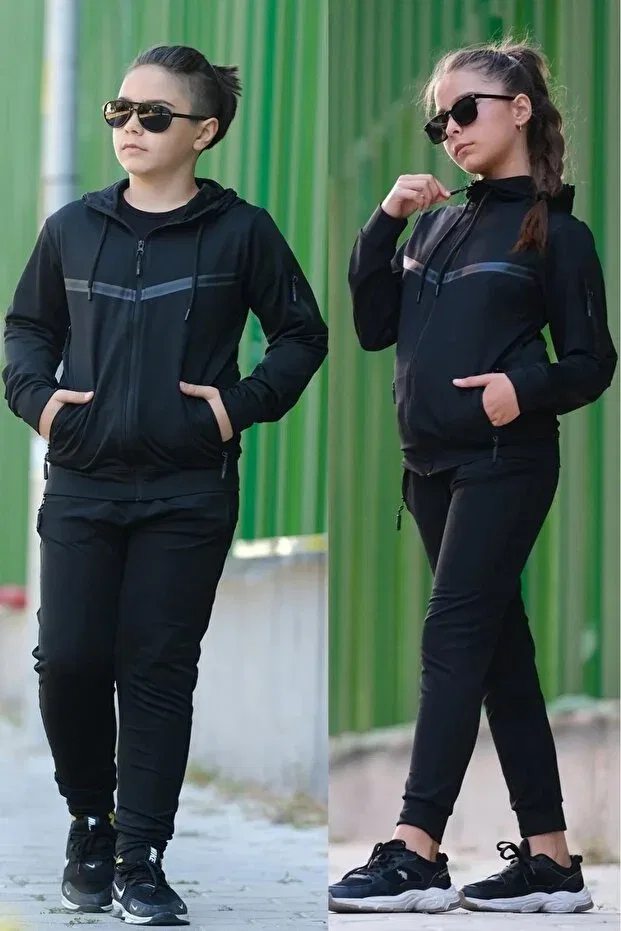 Детский спортивный костюм с капюшоном из дайвинга Zaziko Kids, Black