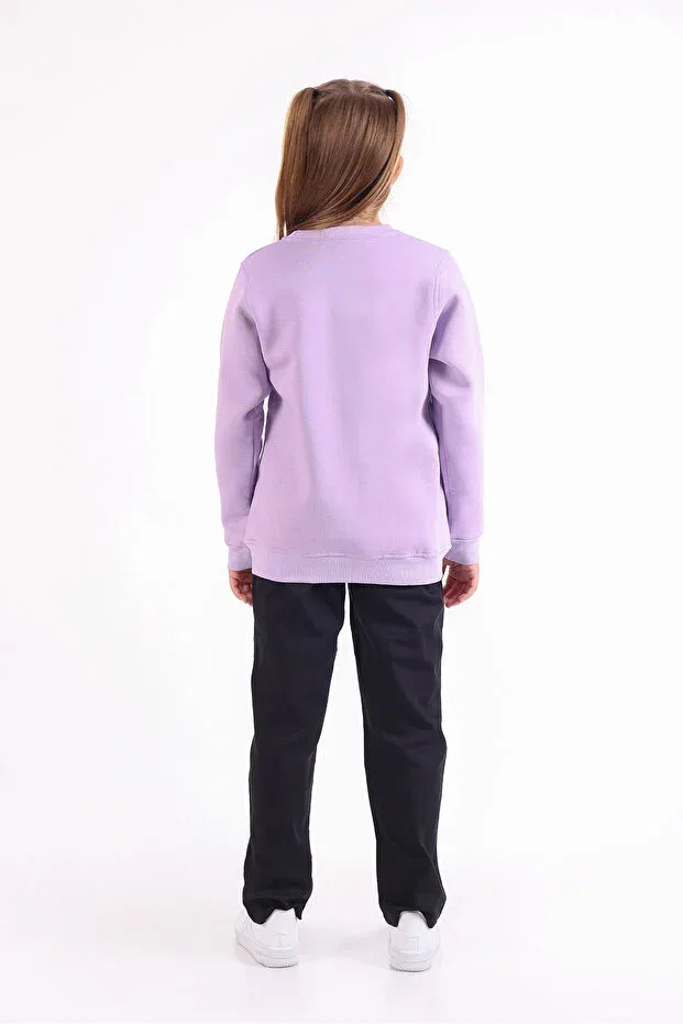 Детские свитшот для девочек с принтом Christmas Printed Rekormoda, Lilac — фото 3