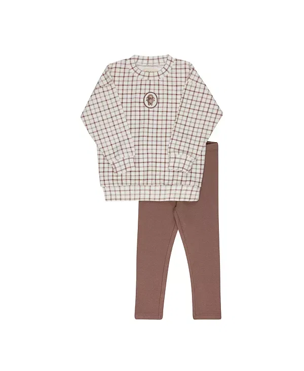 Детский комплект для сна из модального французского футера с принтом Plaid Sheep Ely'S & Co., Mauve