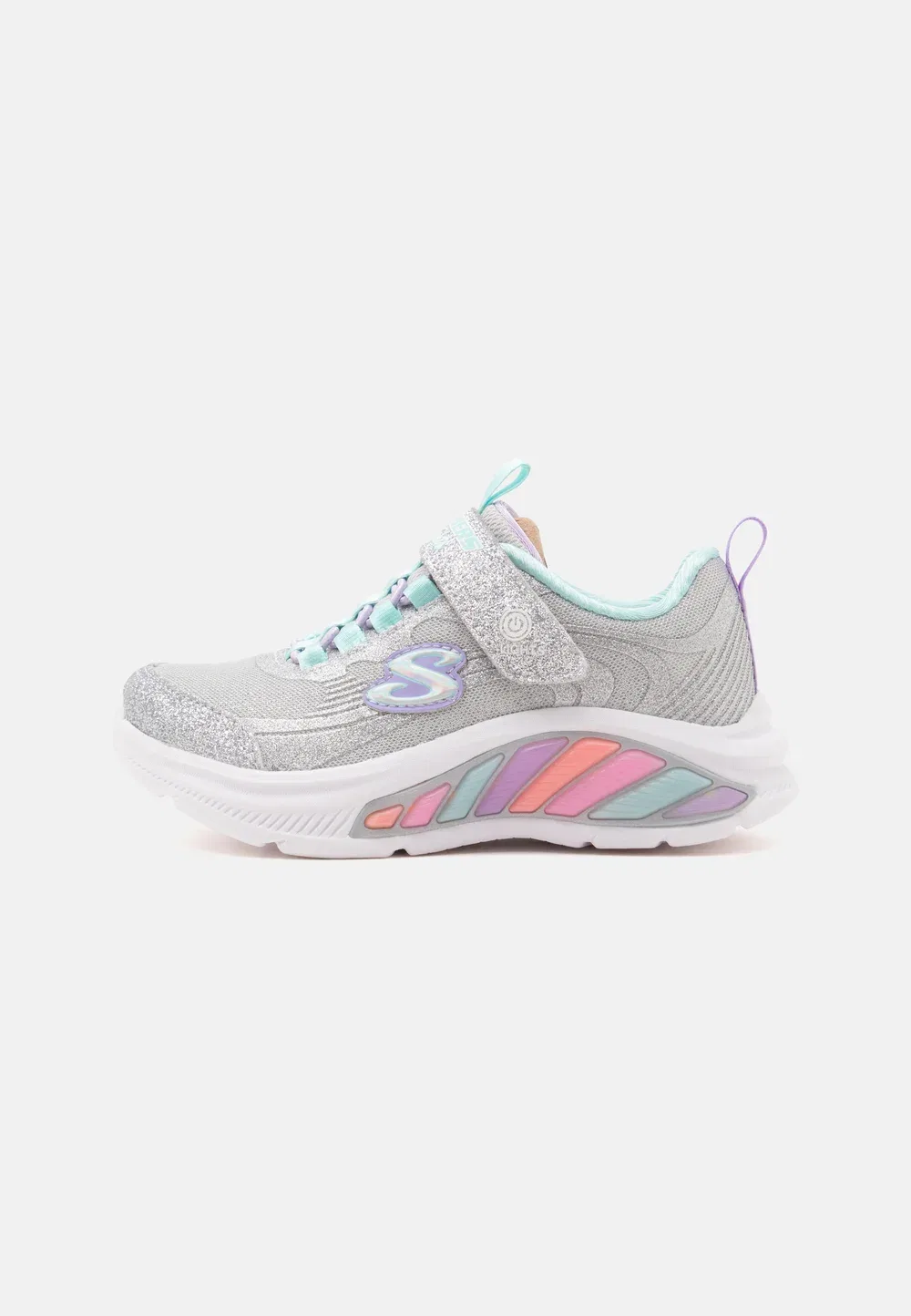 Радужные крейсеры - тренировочные Skechers, Silver-Coloured Sparkle/Blue