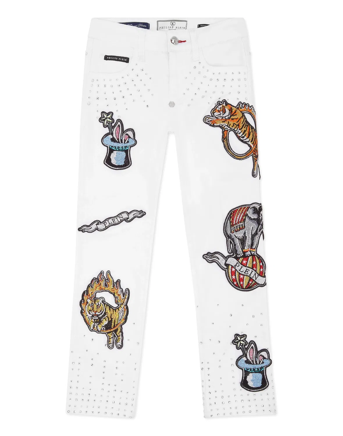 Детские джинсы свободного кроя с декором Colorful Circus PHILIPP PLEIN, Summersnow