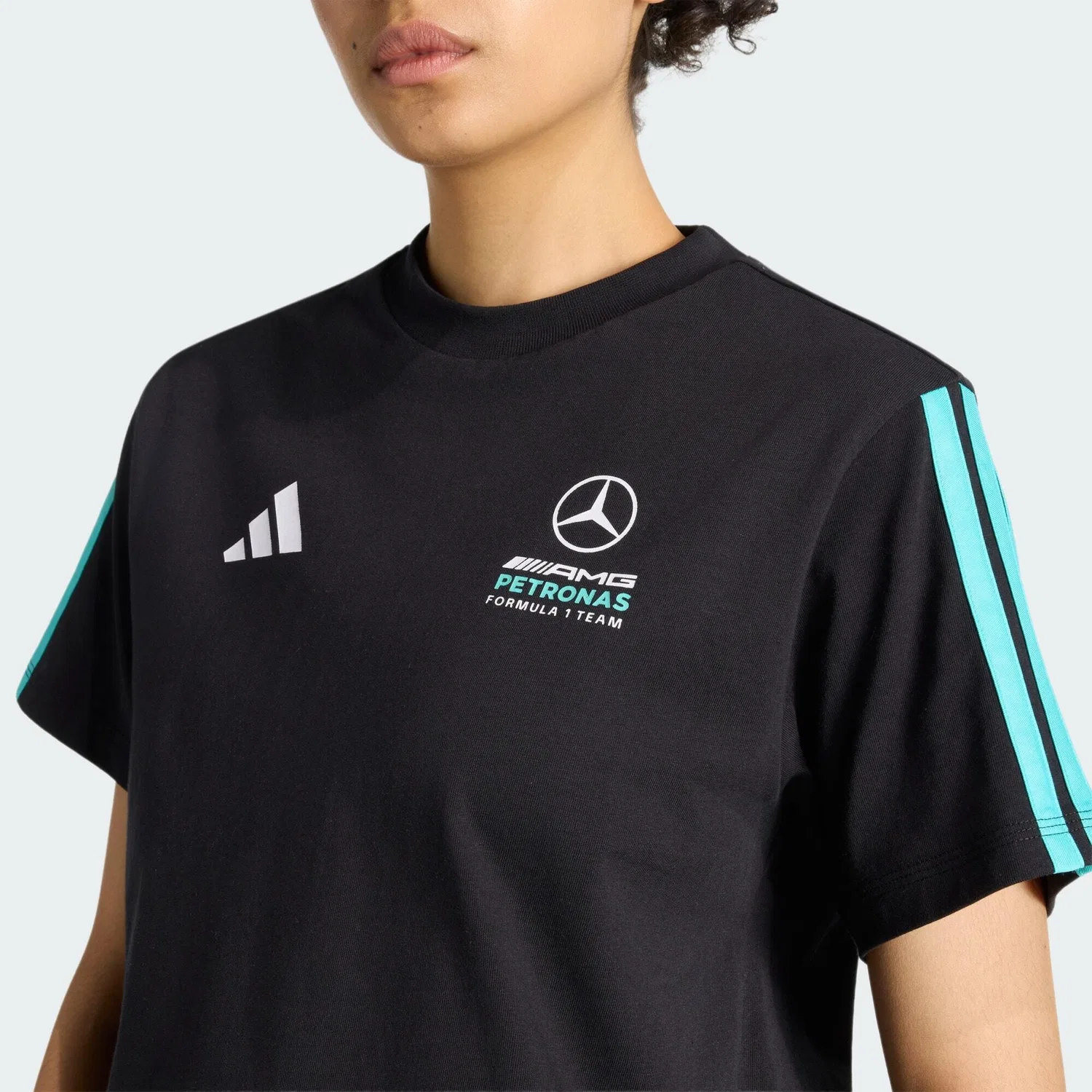 Мужская футболка с принтом Mercedes-AMG Petronas Formula 1 Team DNA, Adidas, Черный Бирюзовый — фото 4