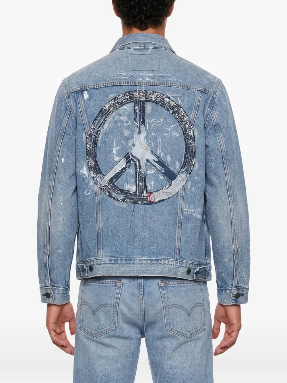 Джинсовая куртка Type III с брызгами краски и знаком мира Levi's, синий — фото 4