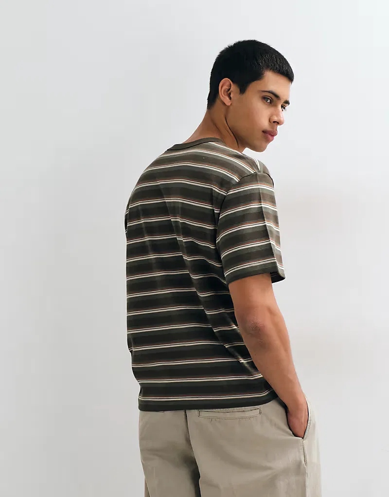Укороченная полосатая футболка GAP из плотной ткани, средне-зеленый — фото 2