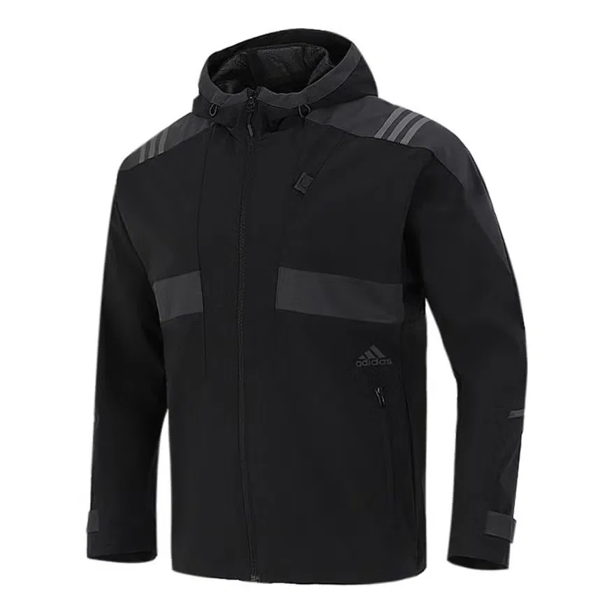 Куртка спортивная с капюшоном трикотажная Adidas, черный