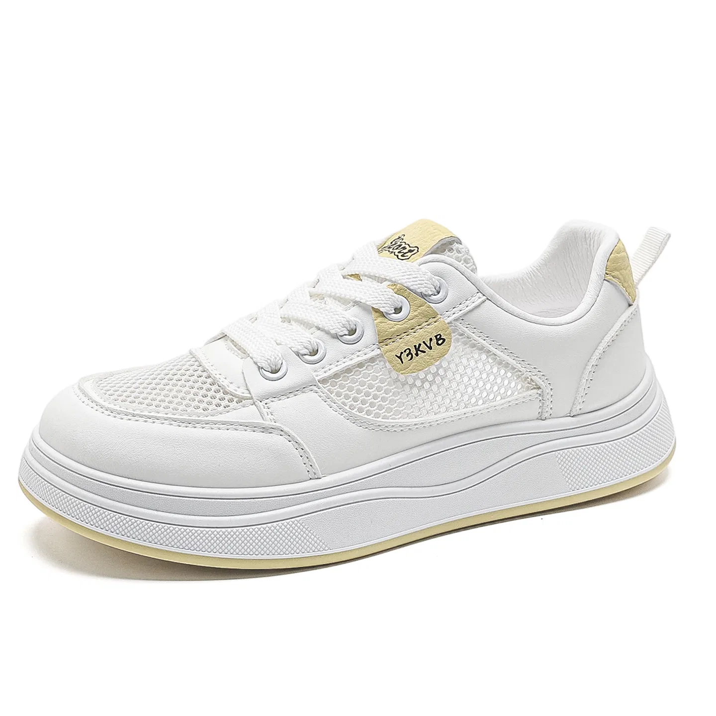 Детские кеды для скейтбординга с принтом White Yellow VENICEW, White Yellow — фото 3