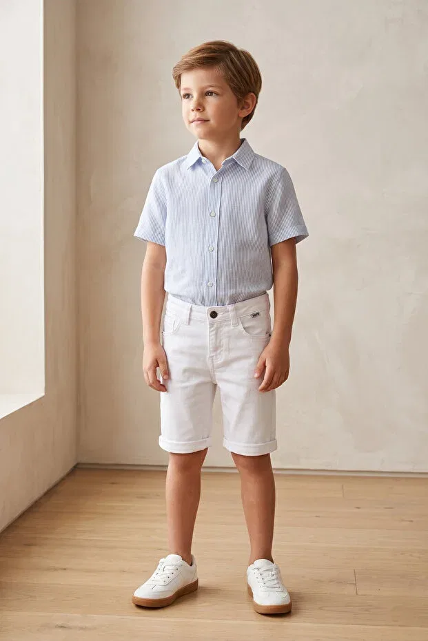 Детские шорты для мальчиков прямые джинсовые Mutlu Kids, White