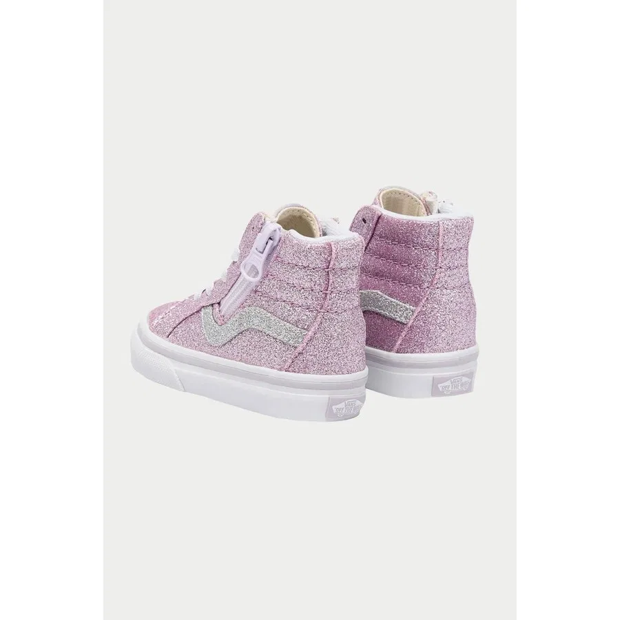 Детские кроссовки с фермуаром и шнуровкой, модель Sk8-Hi, Vans, Розовый — фото 3