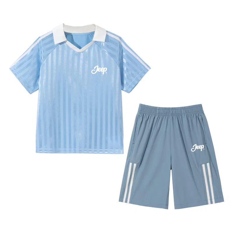 Детский спортивный костюм с лацканами, тонкий, стрейч, Jeep, Light Blue/White Logo K