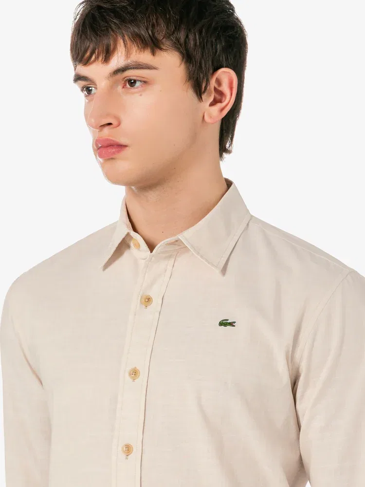 Рубашка с длинным рукавом Shambray LACOSTE, Beige — фото 2