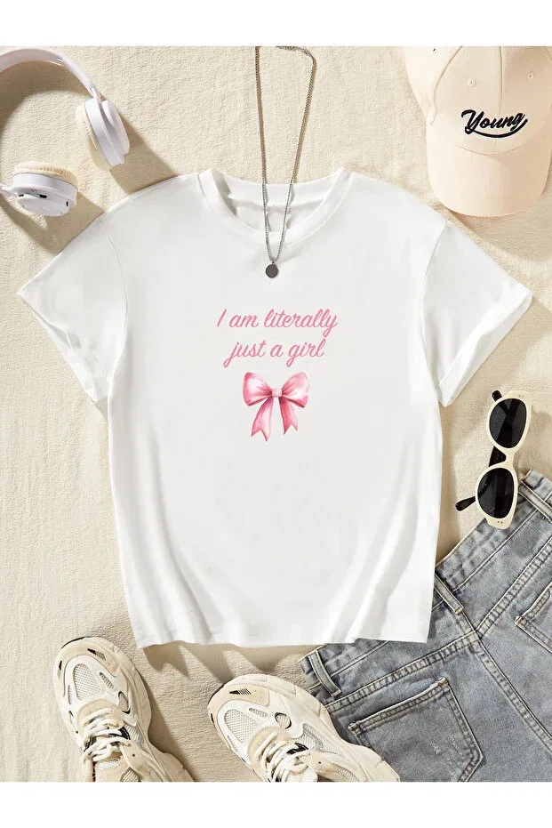 Детская футболка для девочек с принтом Basic Let'S Wear, White