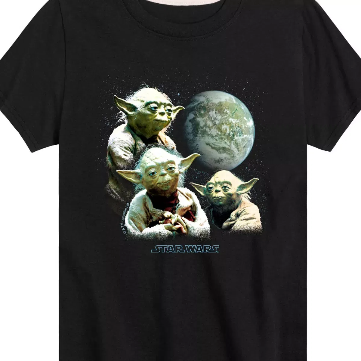 Детская футболка с принтом Yoda Death Star Star Wars, Черный — фото 2