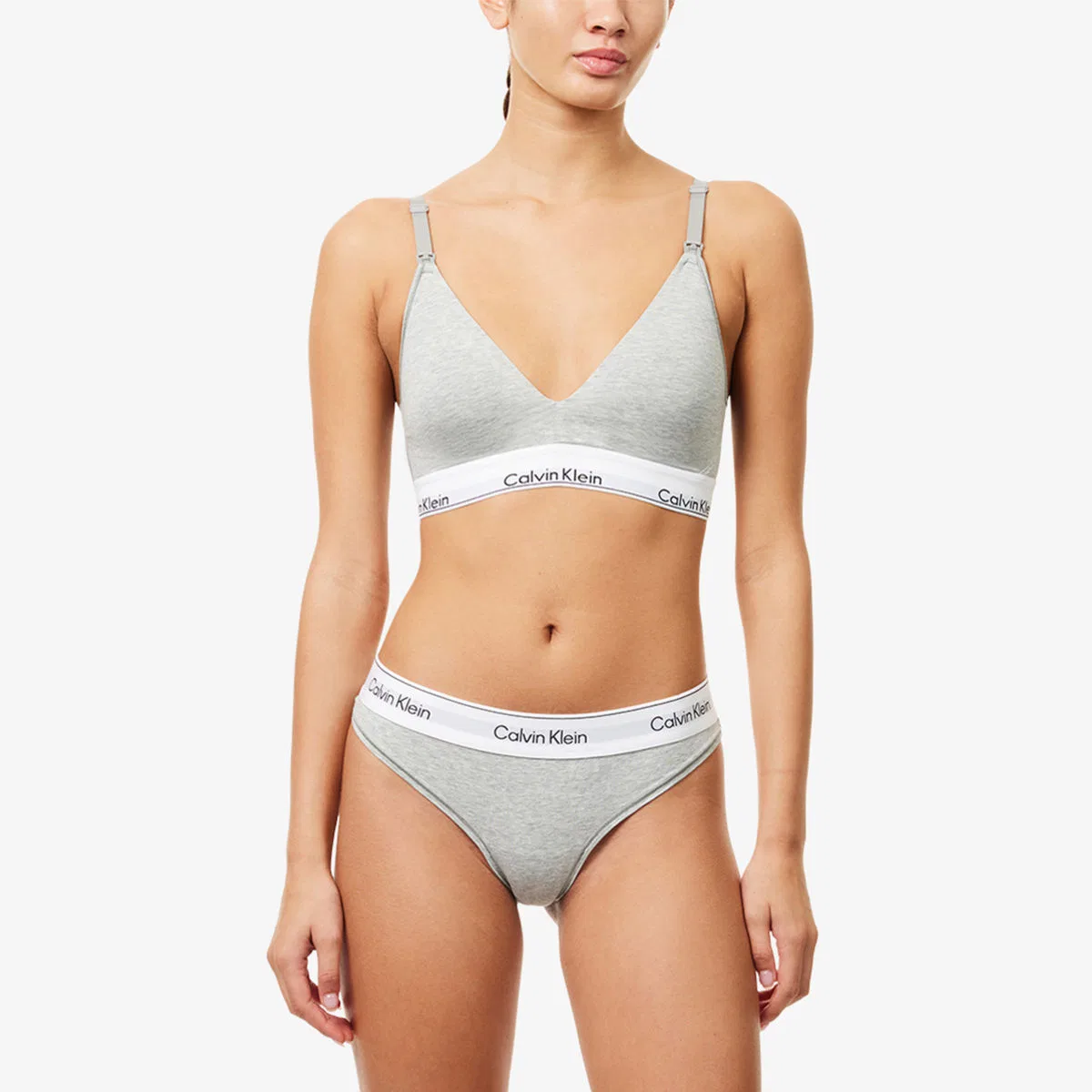 Трусики-стринги icon из смеси модала и хлопка Calvin Klein, серый — фото 2
