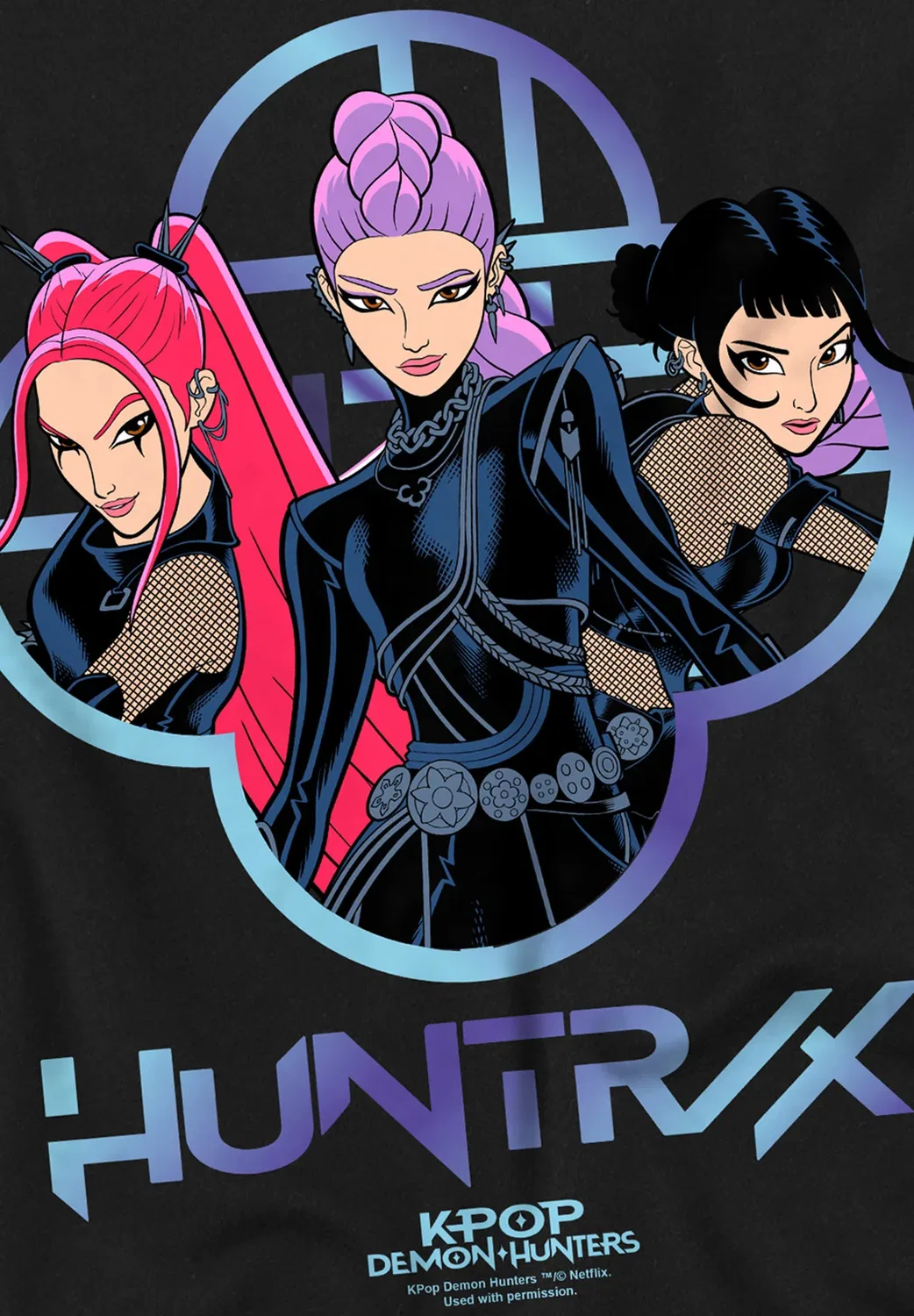 K-Pop толстовка с логотипом Demon Hunters Huntrix Girls, унисекс Netflix, Black — фото 3