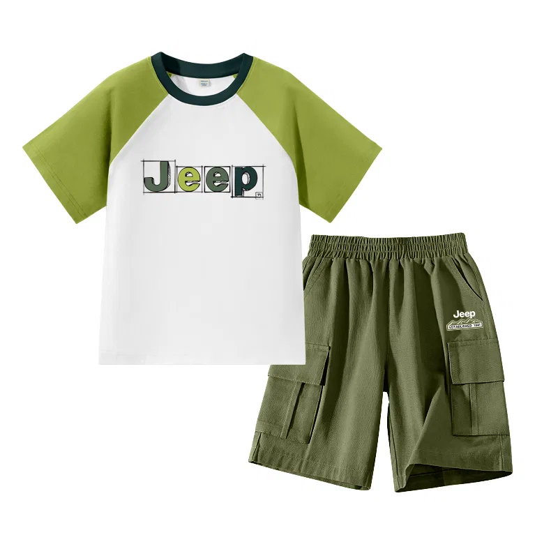 Детский спортивный костюм с принтом Jeep, Coffee/E Frame Plaid Letter-Khaki/E Small Logo K — фото 3