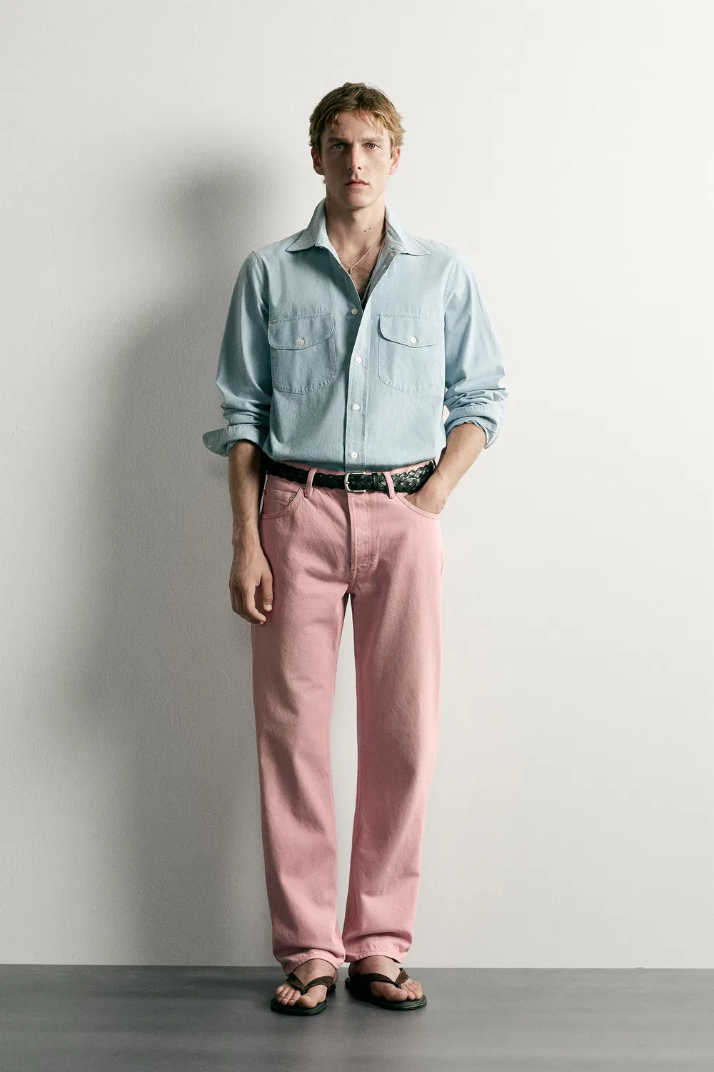Джинсы прямого кроя ZARA, Light pink