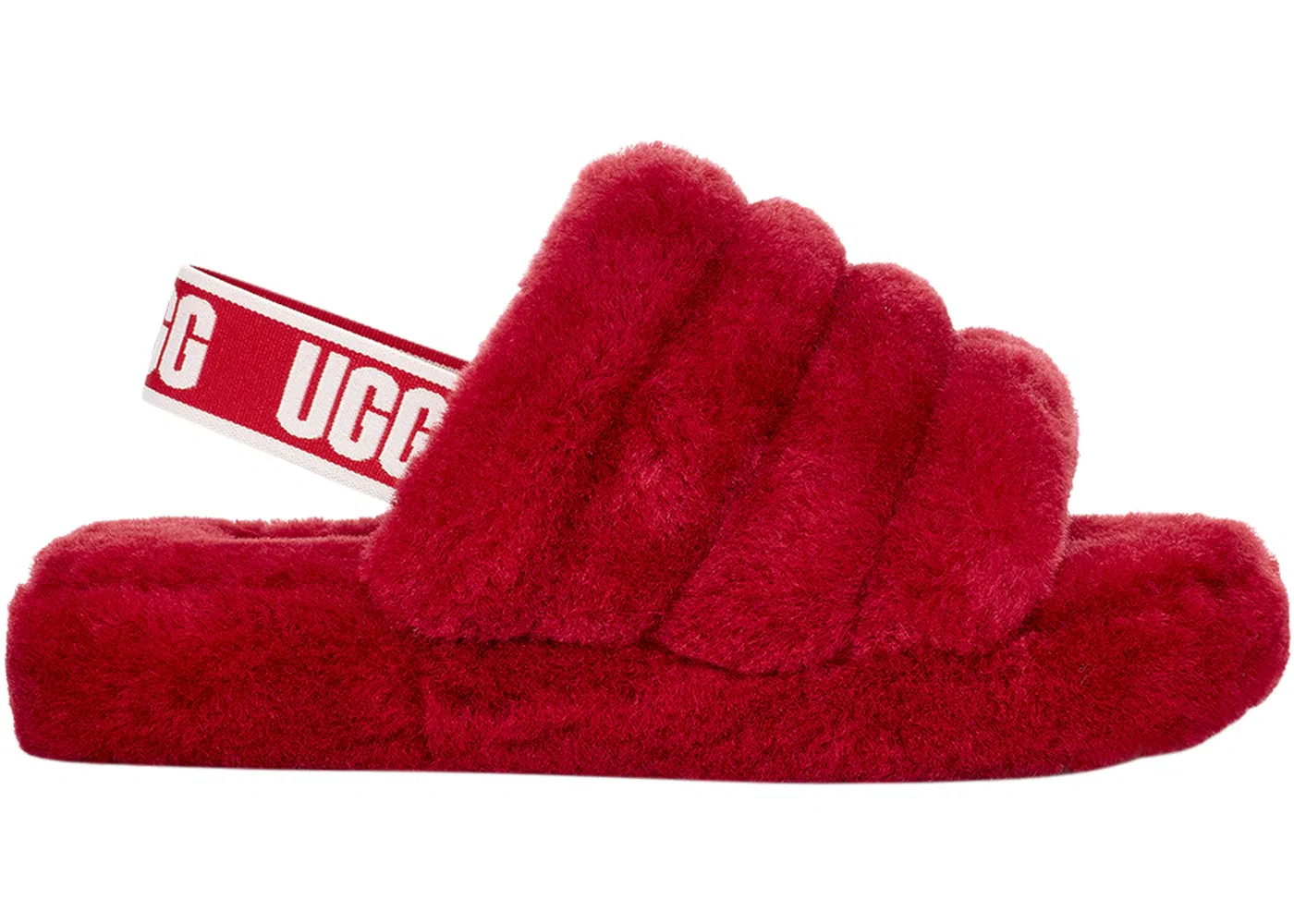Детские шлепанцы с мехом UGG Fluff Yeah Slide, Samba Red