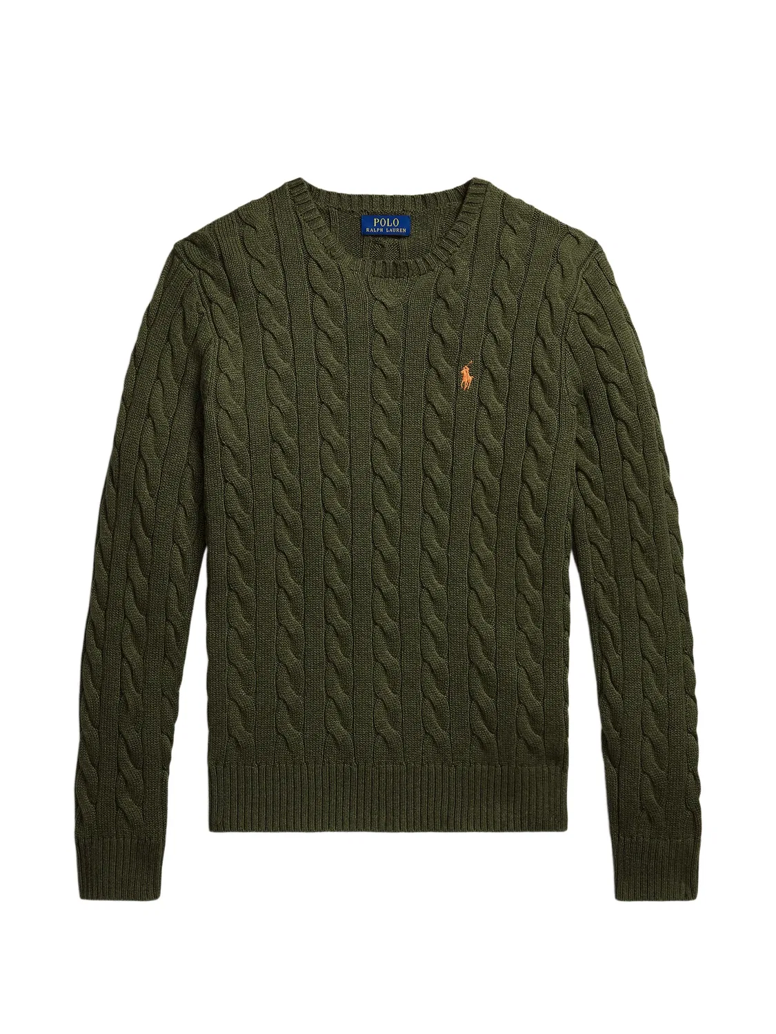 Свитер с вязаным узором и вышивкой Polo Ralph Lauren, зеленый