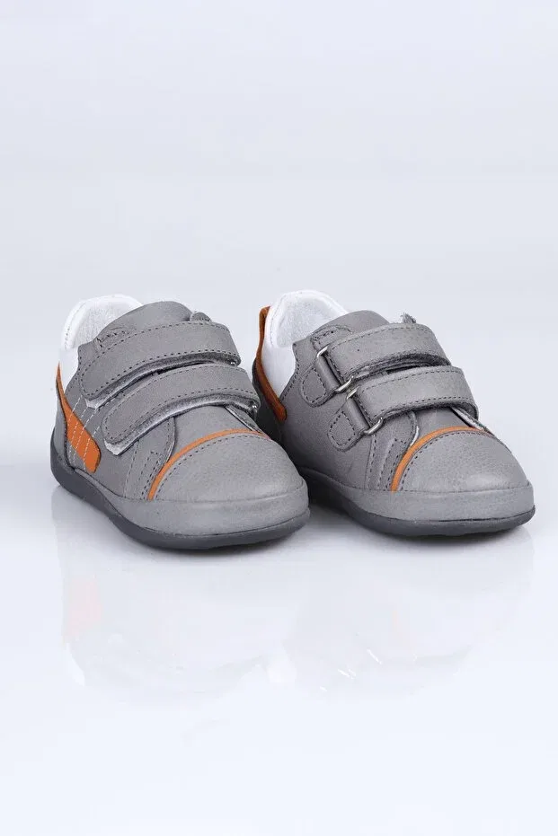 Детские ботинки из натуральной кожи с застежкой-липучкой Dante First Step Lepi Kids, Grey — фото 2